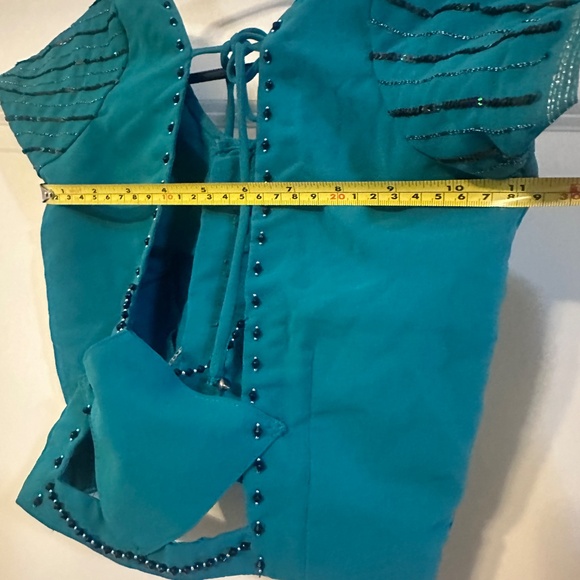 Narayan Lazer Teal Lehenga – Beaded Choli + Skirt – XS/S - Picture 8 of 10
